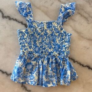 Crewcuts Blue and Cream Smocked Top